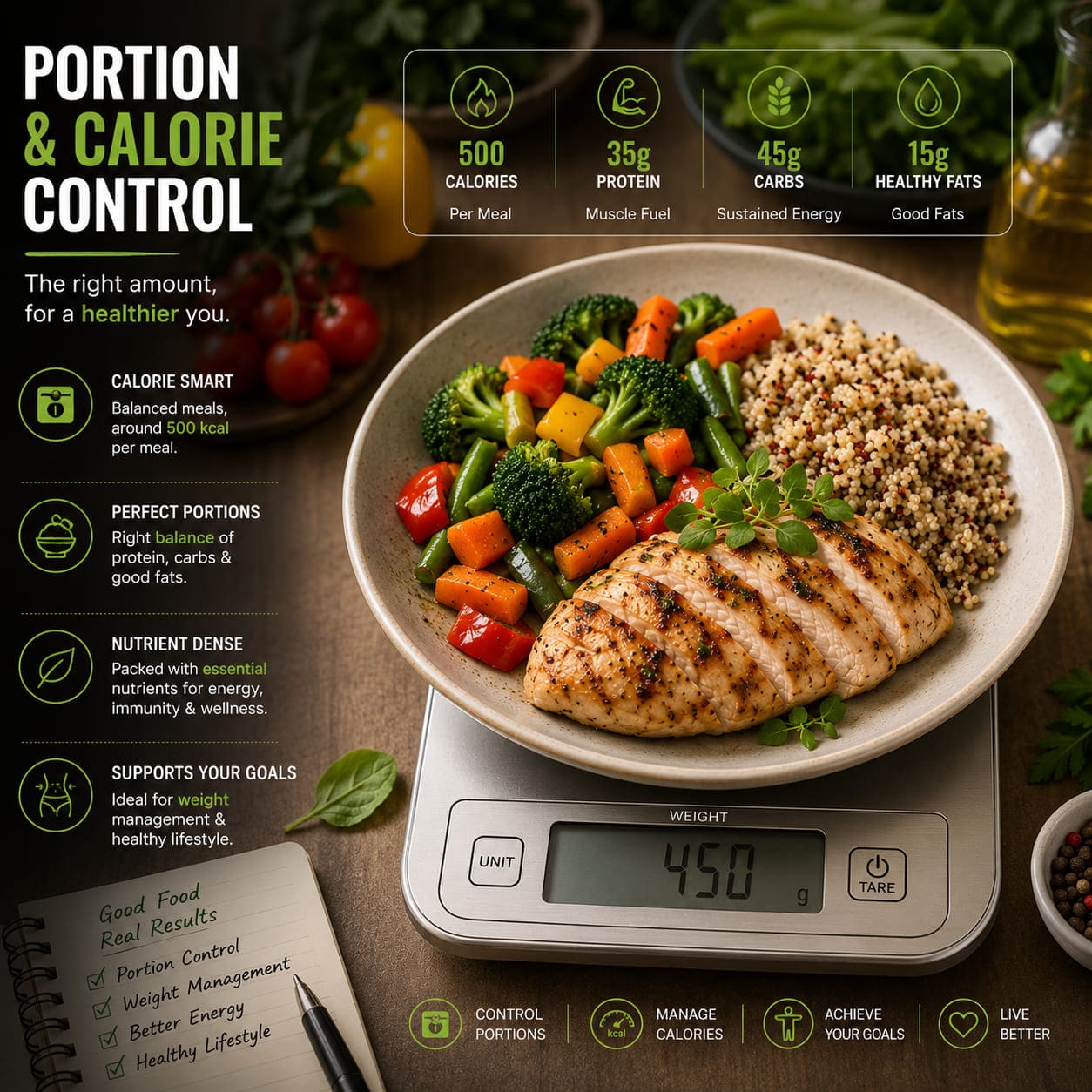 A balanced Friska Wellness meal